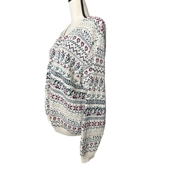 Northern Reflections Heart Cardigan Nordic Fair Isle Sweater Cotton Wool Large - Picture 5 of 9